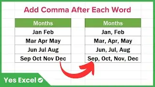 How to Add a Comma After Each Word in Excel