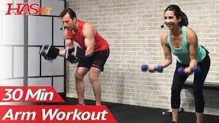 30 Minute Dumbbell Arm Workout for Women & Men at Home with Weights - Muscle Building Arms Exercises