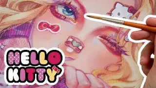 Drawing Semi Realistic Style | HELLO KITTY Makeup 💄 Inspired #hutachan