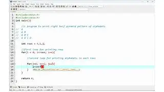 C program to print right half pyramid pattern of alphabets | What is a alphabet pattern?