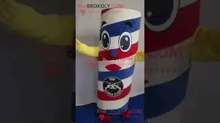 Barber Pole Mascot Costume with a Funny Face for Hairdressers