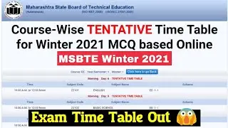 MSBTE Winter 2021 Exam Tentive Time Table Out MSBTE New Update