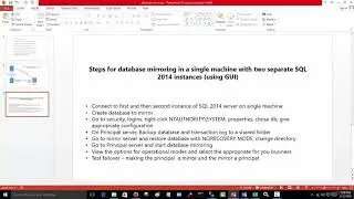 018 17  Database Mirroring using GUI part 1