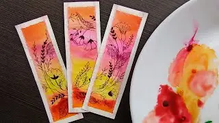 3 Simple watercolour bookmarks | watercolour painting with flower drawing