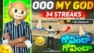 Cs Rank Grandmaster Push With 34 Streaks 🤯🤯🔥 || గోవిందా గోవిందా...🙏😅 || @funwithsrbyt|| #freefire