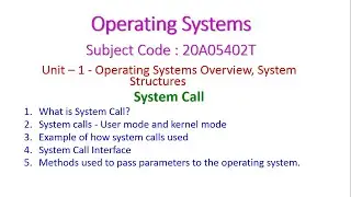 System Calls-Operating Systems-Unit-1-20A05402T