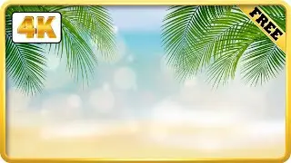 Beach Bokeh background with Palm leaves branch moving video loops  | 4k download