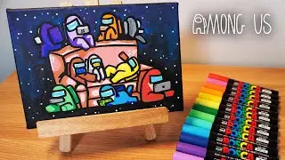 Among Us Canvas Painting with POSCA Paint Marker Pens