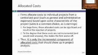 Session 13: Incremental Cashflows and Dealing with Uncertainty