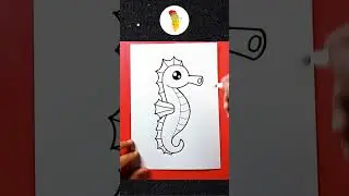 HOW TO DRAW SEAHORSE KAWAII #shorts