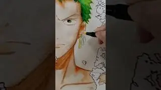 Coffee Spill Art | I spilled coffee on my zoro drawing #coffeeart #onepiece #zoro #animeart #draw