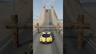 Super Cars & School Bus vs Log Trap - BeamNG.Drive
