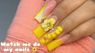 Neon Yellow Summer Nails | Trendy Nail Art | Acrylic Nails Tutorial