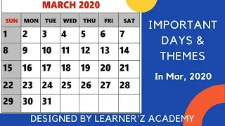 March 2020 : Important Days & Themes