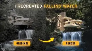 I Recreated Falling Water in V-Ray | Frank Lloyd Wright