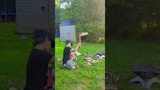 Learning new Bushcraft skills chopping firewood with axe