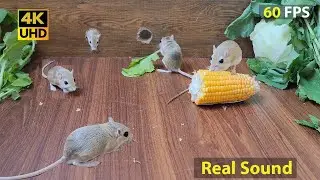 8 hour Cat TV mouse in jerry hole fun , Mouse squabble playing hide and seek for food 4k UHD