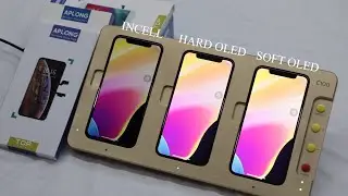 The compare INCELL vs OLED Hard vs OLED Soft screen of iPhone X