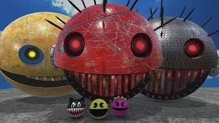 MS-PACMAN & ROBOT PACMAN VS CROCODILE & ROBOT MONSTERS PACMAN !!!