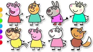 How to Draw Peppa Pig and Friends | Drawing and Coloring Video for Kids