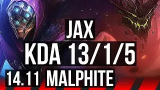 JAX vs MALPHITE (TOP) | 13/1/5, Legendary | EUW Challenger | 14.11