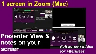 1 screen in Zoom on Mac: you see notes in Presenter View; audience sees full screen slides