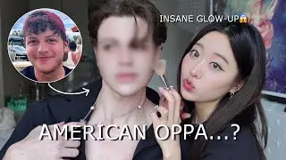 I TURNED MY AMERICAN FRIEND INTO A SEXY OPPA! Insane glow up 😱