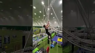 Man Looses Grip on Rope and Slides Down While Doing Rope Climbing - 1404496