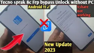 Tecno spark 8c Frp Bypass 2023 || Tecno spark 8 Frp Bypass Android 11 || Kg6k Frp bypass NO Xshare