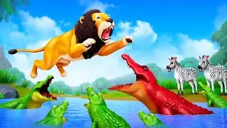 Lion King vs Crocodile - Wild Animals Rescue Mission | Zebra Elephant Mammoth Tiger Hippo Cartoons