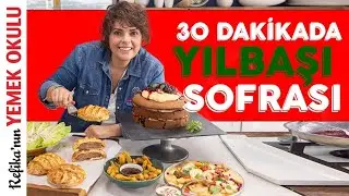 30 DAKİKADA 5 ÇEŞİT YEMEKLE YILBAŞI SOFRASI Meydan Okuması 🍔 Burger 🍟 Çıtır Patates 🎂Pasta Tarifi