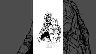 Cyberpunk Parkour Runner Sketch in Inking Style - Sitting Pose Drawing Art | Urban Strength & Style