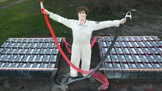 100 car batteries wired in parallel!