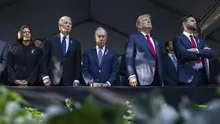 Donald Trump and Kamala Harris shake hands at 9/11 remembrance ceremony