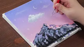 Mountain with pink sky / Easy acrylic painting for beginners / PaintingTutorial