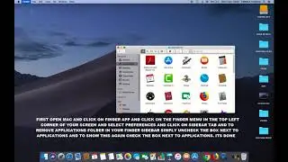 HOW TO REMOVE OR SHOW APPLICATIONS FOLDER IN FINDER SIDEBAR IN MAC OS MOJAVE