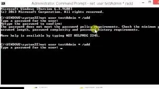 How to use command to add remove delete administrator in Windows 8