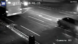 Shocking CCTV of motorcyclist violently hit by taxi driver