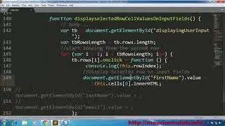 7. JAVASCRIPT CSS HTML TUTORIAL - How To Display Selected Table Row Values On Input Fields