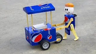 Rickshaw With Robot -  Make An Ice Cream Trolley From Pepsi Cans - Cars At Home