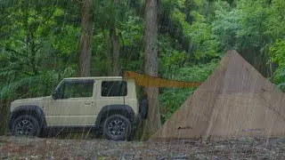 Car Camping in Rain - SUZUKI JIMNY SIERRA | Relaxing | White Noise | ASMR