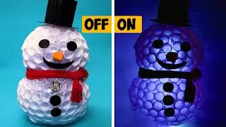 SNOWMAN with Plastic Cup TUTORIAL | EASY and FUN Xmas DIY!