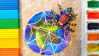 Лепим паука 🕷️ из пластилина и акварели