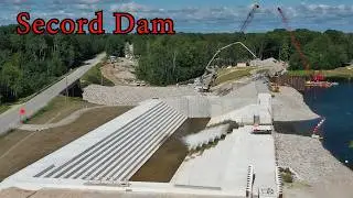 Secord Dam EMERGENCY SPILLWAY complete! Water Re-Directed - Drone - Dam Collapse #construction #dam