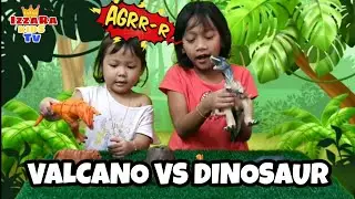 VOLCANO VS DINOSAUR | FUN EXPERIMENT WITH IZZARA & HUMAIRA