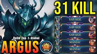 31 Kills + 3x SAVAGE!! Argus 100% BROKEN HERO!! - Build Top 1 Global Argus ~ MLBB