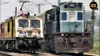 5in1 Electric & Diesel Haul Train Videos in Lucknow - Moradabad Section | Indian Railways | 4k  UHD