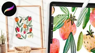 Colorful abstract watercolor fruit // loose strawberry watercolor tutorial for Procreate