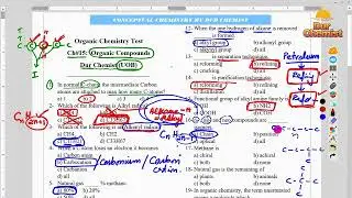 Organic compounds ENTRY TEST MCQs Keys and explaination