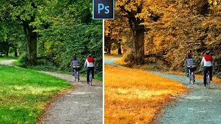 how to convert spring to autumn in photoshop - 1-Minute tutorial